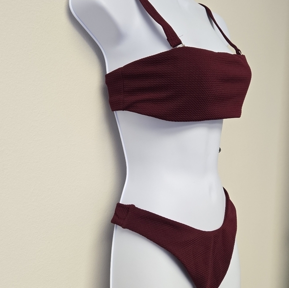 Zaful Bandeau 2 piece Bikini Set Wine Red S / 4 - Picture 2 of 12